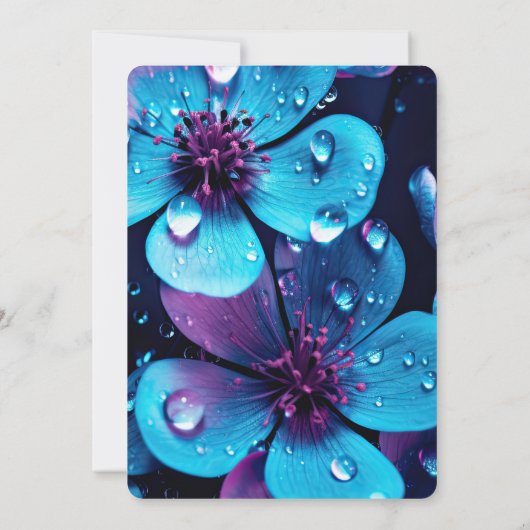 Creëer uw eigen levendige blauwe en paarse bloemen kaart (Achterkant)