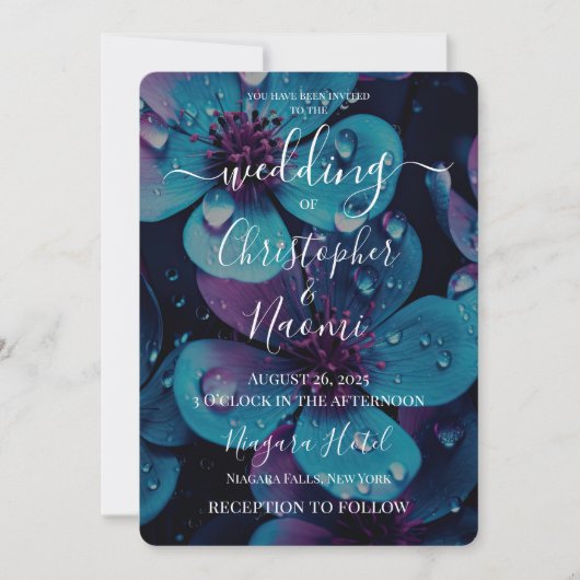 Creëer uw eigen levendige blauwe en paarse bloemen kaart (Voorkant)