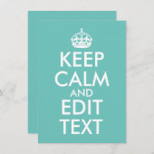 Creëer Uw Eigen Licht Blauwgroen Houd Kalm en Draa Notitiekaartje (Voorkant / Achterkant)