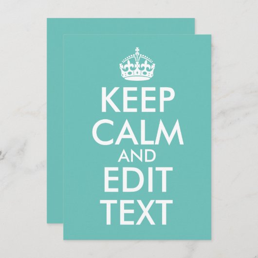 Creëer Uw Eigen Licht Blauwgroen Houd Kalm en Draa Notitiekaartje (Voorkant / Achterkant)