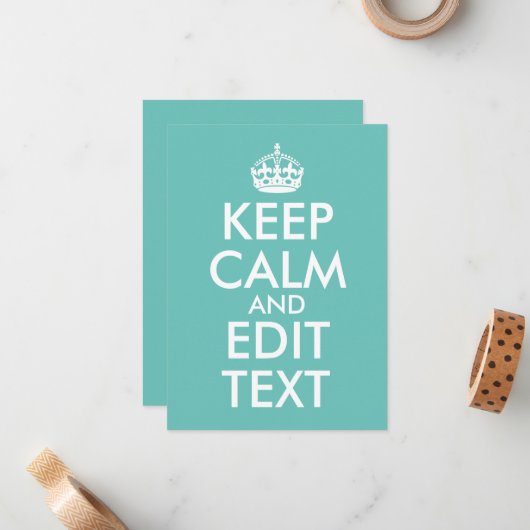 Creëer Uw Eigen Licht Blauwgroen Houd Kalm en Draa Notitiekaartje (Voorkant / Achterkant in situ)