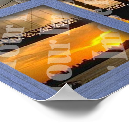 Creëer Uw eigen Lijst met zes ruiten blauw hout Poster (Hoek)