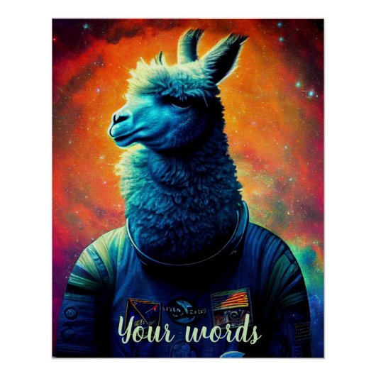 Creëer Uw eigen Llama in de ruimte Astronaut Perfect Poster (Voorkant)