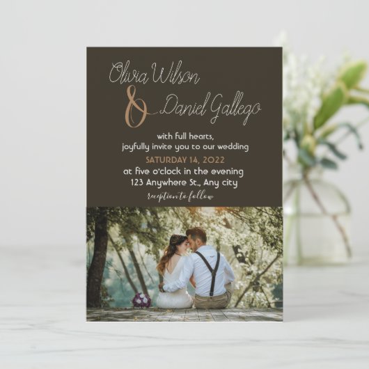 Creëer uw eigen luxe trouwuitnodiging kaart (Staand voorkant)