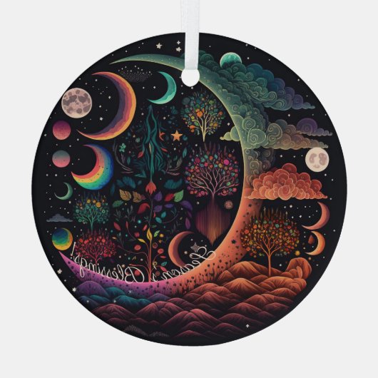 Creëer Uw eigen magische planetaire paradijs Glas Ornament (Achterkant)