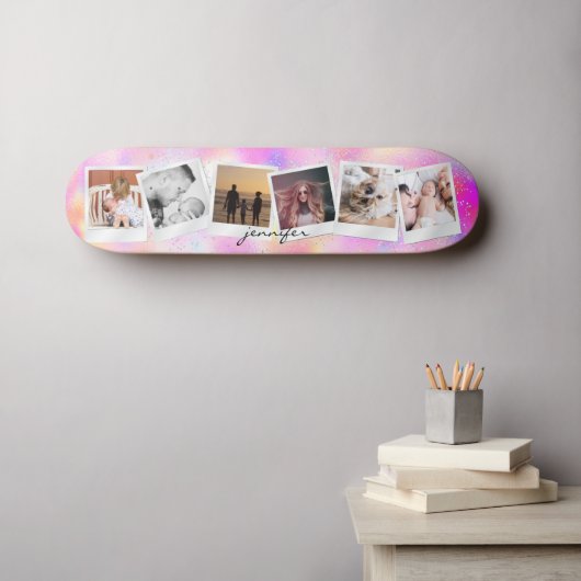 Creëer Uw Eigen Meisje Regenboog Glitter Modern Sc Skateboard (Muurkunst (Horizontaal))