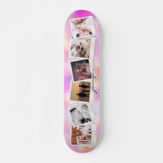 Creëer Uw Eigen Meisje Regenboog Glitter Modern Sc Skateboard (Voorkant)