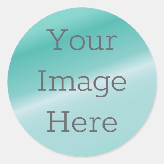 Creëer Uw eigen Metallic Aqua Blue Blauwgroen Faux Ronde Sticker (Voorkant)