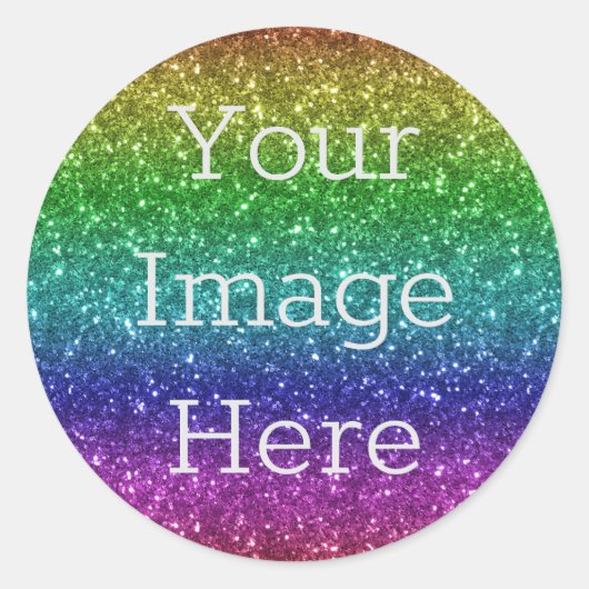 Creëer Uw eigen Metallic Rainbow Glitter Faux Foli Ronde Sticker (Voorkant)