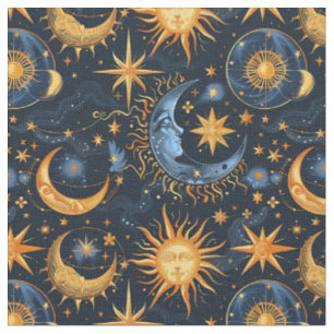 Creëer Uw Eigen Midnight Blue & Gold Celestial Stof