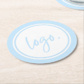 CREËER UW EIGEN MINIMALE BUSINESS LOGO BLUE CUSTOM RONDE KARTONNEN ONDERZETTER (Gebogen)