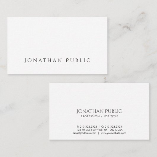 Creëer Uw eigen minimalistische mooie platte luxe Visitekaartje (Voorkant / Achterkant)