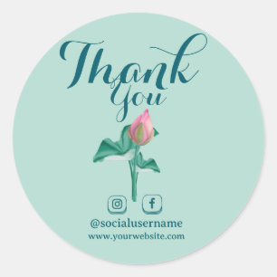 Creëer uw eigen Mint Green Lotus Bedankt Sociaal Ronde Sticker