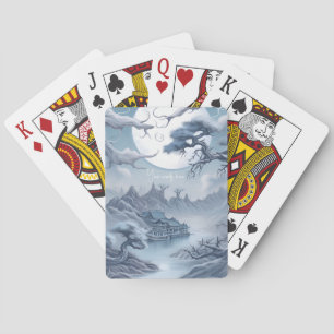 Creëer Uw eigen Misty Blue Landscape Pokerkaarten
