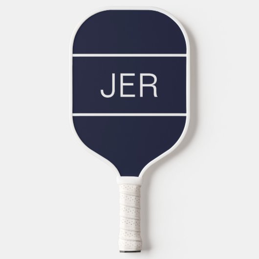 Creëer uw eigen Modern Monogrammed Initialen Blue Pickleball Paddle (Voorkant)