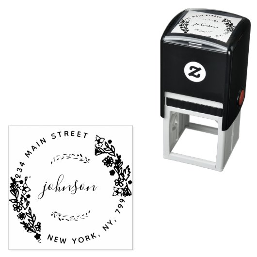 Creëer Uw eigen moderne bloemrijke ronde retouradr Zelfinktende Stempel (In situ)