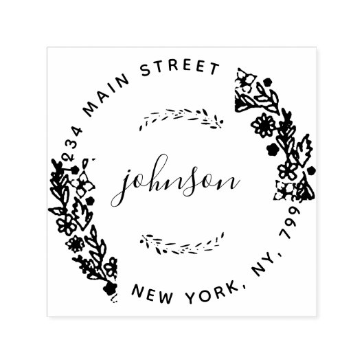 Creëer Uw eigen moderne bloemrijke ronde retouradr Zelfinktende Stempel (Design)