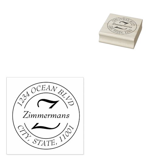 Creëer Uw eigen, moderne eenvoudige monogram Rubberstempel (Gestempeld)