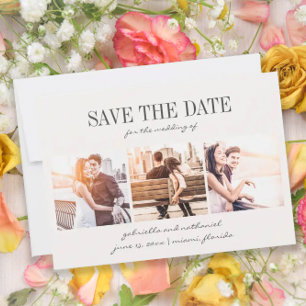Creëer Uw eigen moderne, geschreven 3 foto Save The Date