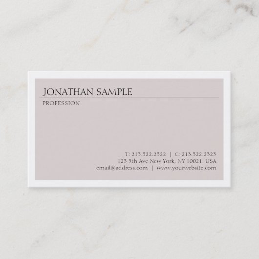 Creëer Uw eigen moderne minimalistische chique vla Visitekaartje (Voorkant)