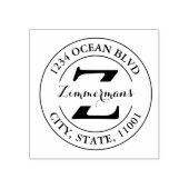 Creëer Uw eigen moderne monogram Rond Rubberstempe Rubberstempel (Afrduk)