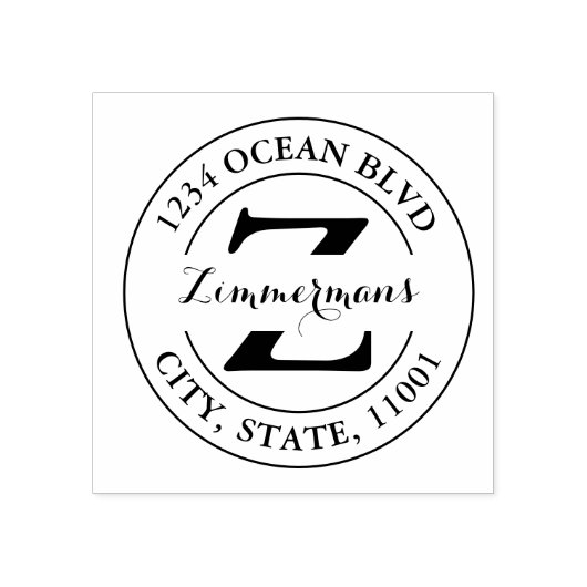 Creëer Uw eigen moderne monogram Rond Rubberstempe Rubberstempel (Afrduk)