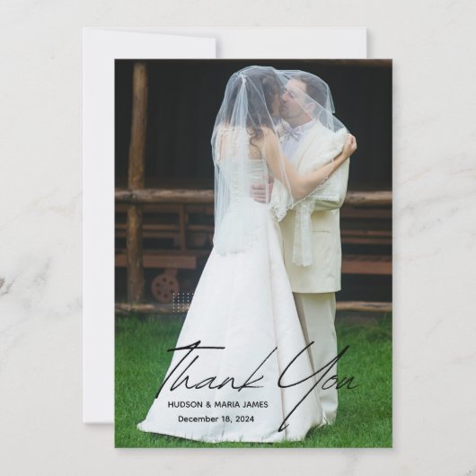 Creëer Uw Eigen Moderne Script Eenvoudige Fotobrui Bedankkaart (Voorkant)