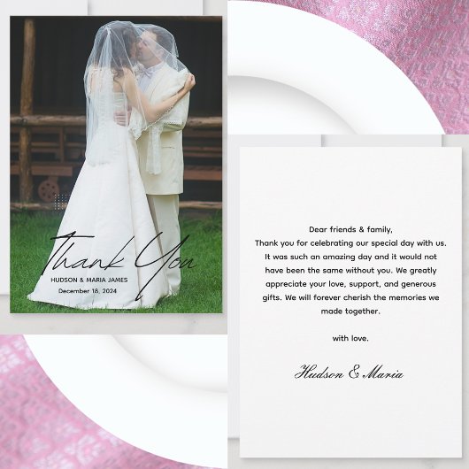 Creëer Uw Eigen Moderne Script Eenvoudige Fotobrui Bedankkaart