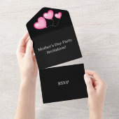 Creëer Uw eigen Moederdag RSVP Black All In One Uitnodiging (Afscheurbaar)