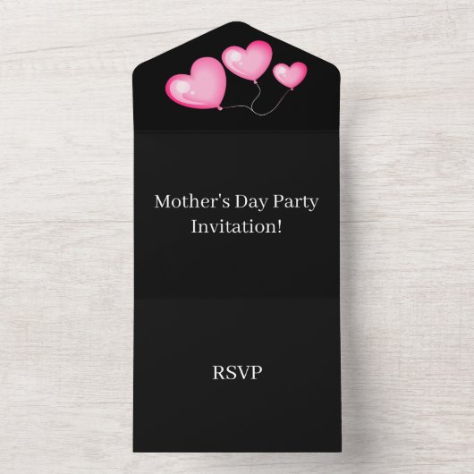 Creëer Uw eigen Moederdag RSVP Black All In One Uitnodiging (Binnen)