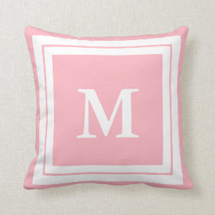 Creëer Uw eigen monogram Bleek Roze en Wit Kussen