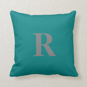 Creëer Uw eigen monogram grijs en Blauwgroen pilo Kussen