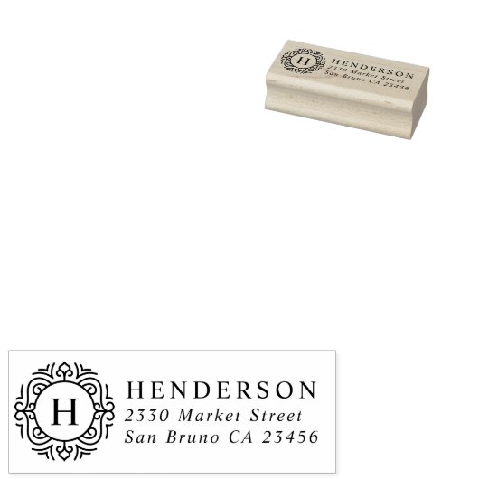 Creëer Uw Eigen Monogram & Naam Retouradres Rubberstempel (Gestempeld)