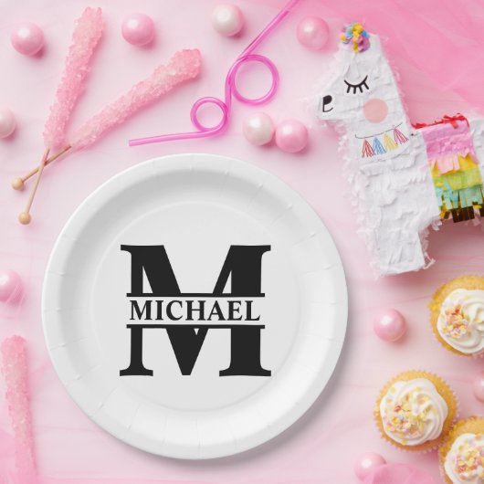 Creëer Uw eigen monogram Papieren Bordje (Feest)