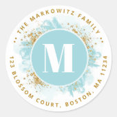 Creëer Uw eigen monogram retouradres Ronde Sticker (Voorkant)