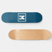 Creëer Uw eigen monogram Sjabloon Blauw en Wit Skateboard (Horizontaal)