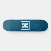 Creëer Uw eigen monogram Sjabloon Blauw en Wit Skateboard (Horizontaal)