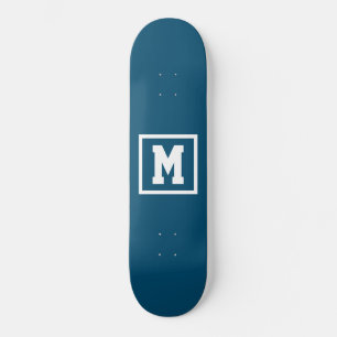Creëer Uw eigen monogram Sjabloon Blauw en Wit Skateboard