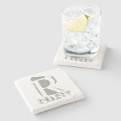 Creëer Uw Eigen Monogram Sjabloon Elegant Marmer Stenen Onderzetter (Zijkant)