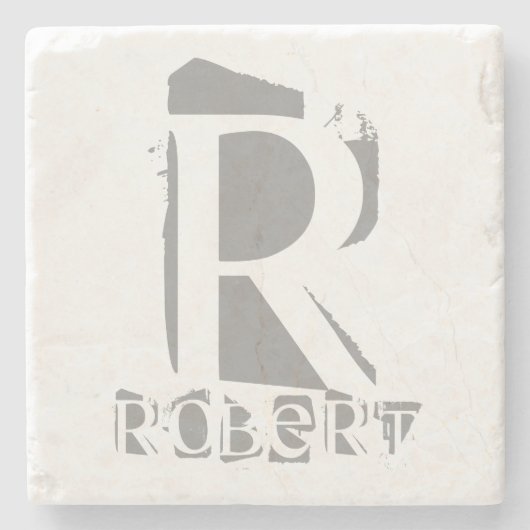 Creëer Uw Eigen Monogram Sjabloon Elegant Marmer Stenen Onderzetter (Voorkant)