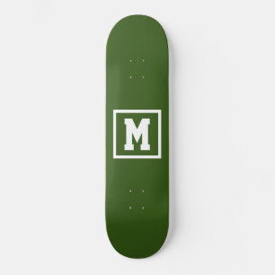 Creëer Uw eigen monogram Sjabloon Groen en Wit Skateboard