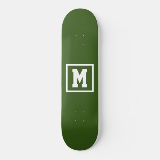 Creëer Uw eigen monogram Sjabloon Groen en Wit Skateboard (Voorkant)