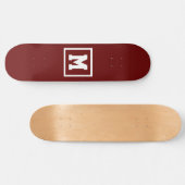 Creëer Uw eigen monogram Sjabloon Rood en Wit Skateboard (Horizontaal)