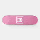 Creëer Uw eigen monogram Sjabloon Roze en Wit Skateboard (Horizontaal)
