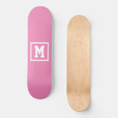 Creëer Uw eigen monogram Sjabloon Roze en Wit Skateboard (Voorkant)