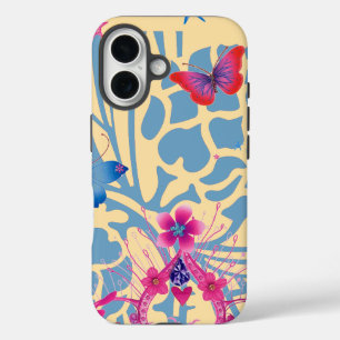 Creëer Uw eigen mooie perzik flora vlinder kunst iPhone 16 Hoesje