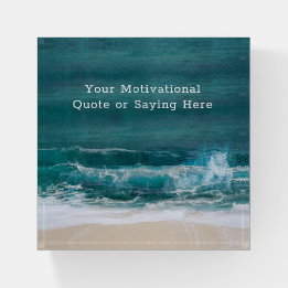 Creëer Uw eigen Motivatie Citaat Blauw Groen Beach