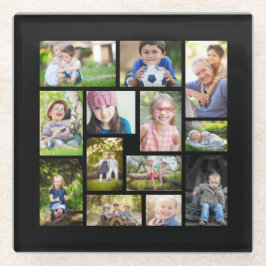 Creëer Uw eigen multi-fotocollage zwart Glazen Onderzetter