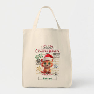 Creëer uw eigen muzikale kerstkattencadeauzak tote bag