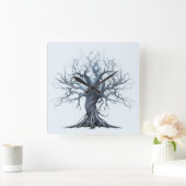 Creëer Uw eigen Mystical Blue Tree Vierkante Klok (Huis)